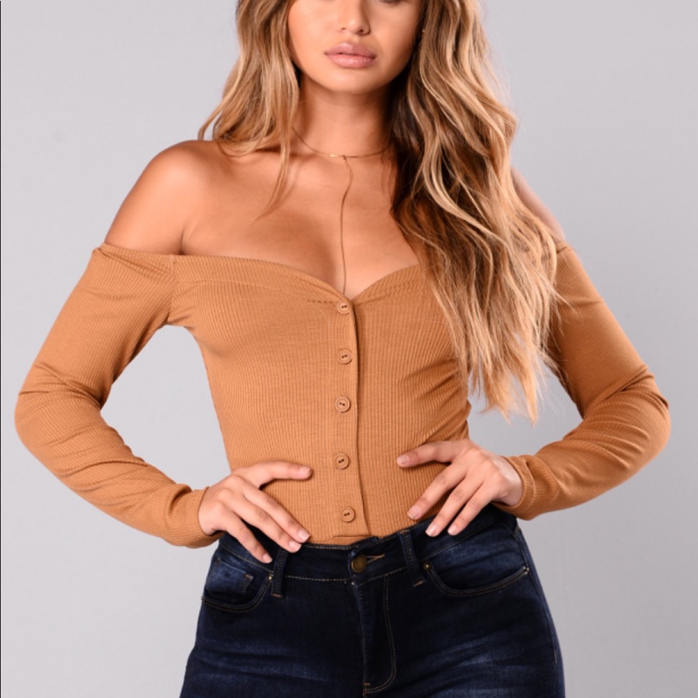 NWT Fool In Love Off Shoulder Bodysuit - Mustard